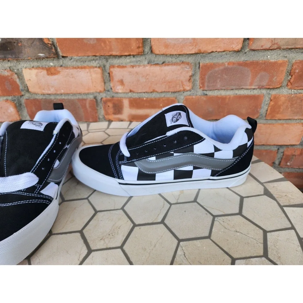 Sz 11.5 Vans Mega Check Knu Skool Skate Sneakers Mens Black White Checkerboard